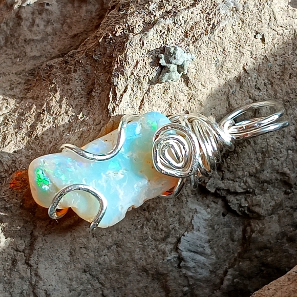 Australian Opal Pendant Lightning Ridge Sterling Silver Double Sided - Picture 13 of 14